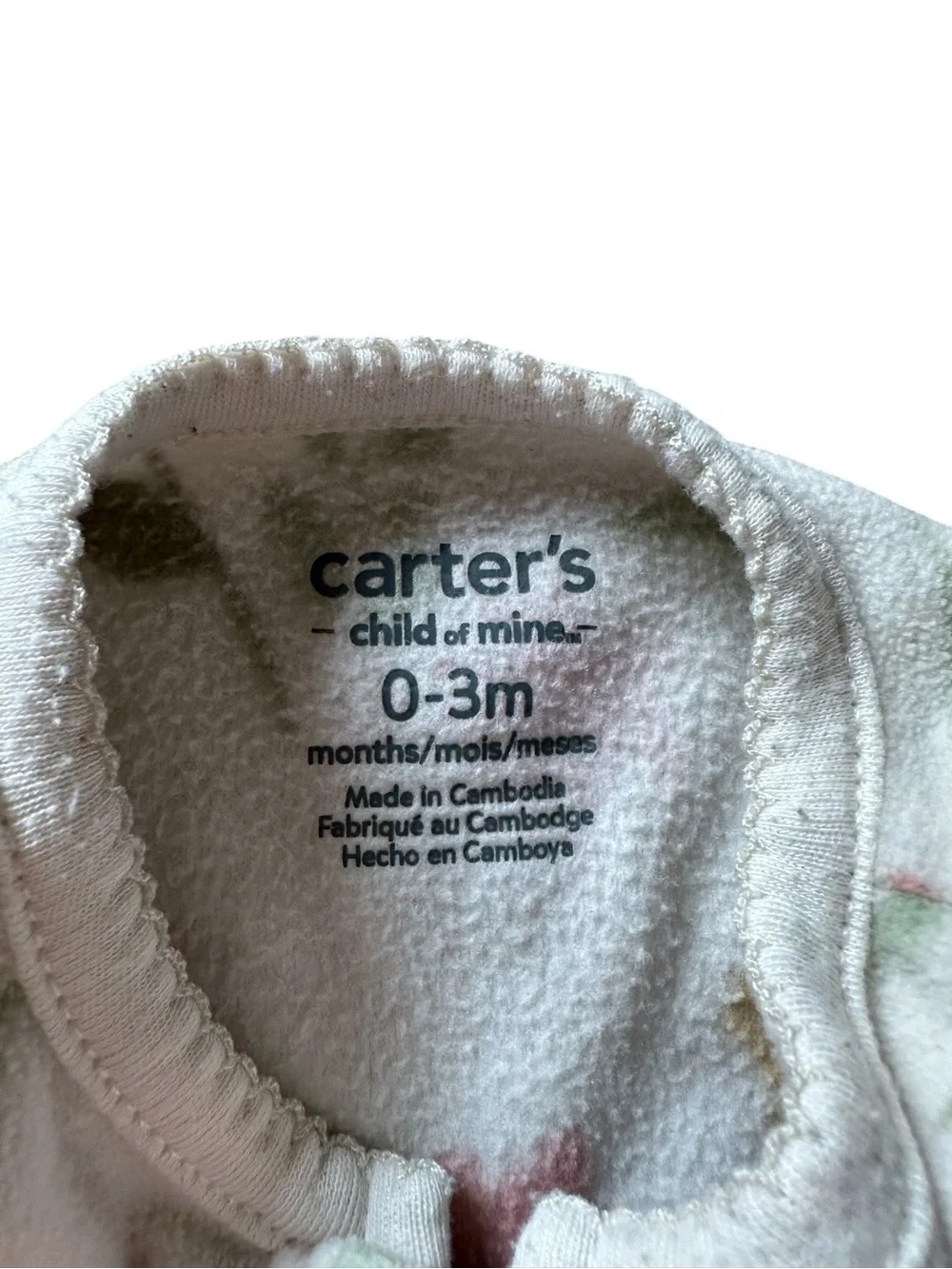 Carter’s lot of 9 long sleeve two way zip footed baby girl pajamas Size 3m